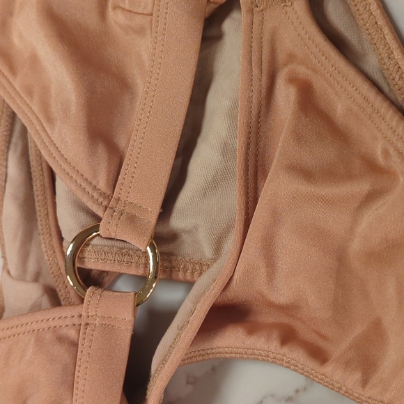 Luli Fama Gold And Gold Ring Embellished Bikini - Picture 3 of 6